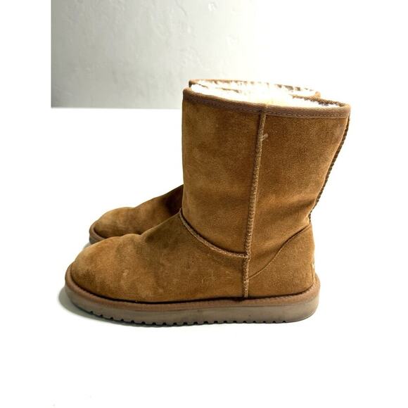 Koolaburra by UGG Tan Suede Faux Fur Lined Short Mid Calf Pull Up Boots Size 8 - Picture 1 of 12